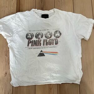 Retrobrand White Pink Floyd cropped worn look Graphic T-Shirt small